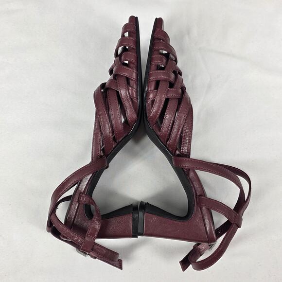 SEYCHELLES LOS ANGELES WOMENS BURGUNDY STRAPPY HEEL SANDALS SIZE 7 MADE IN ITALY - Picture 11 of 12